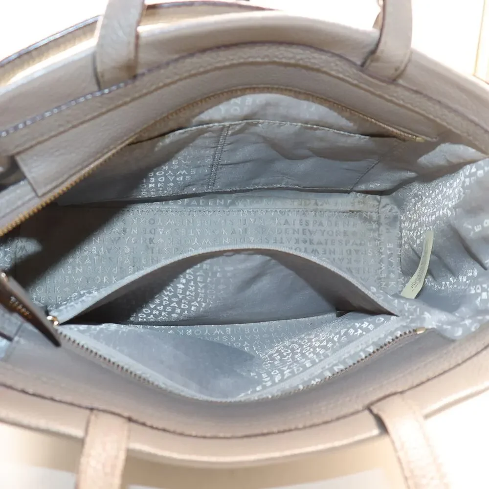 Kate‎ Spade Satchel Bag Medium Grey Womens Pebbled Leather Crossbody